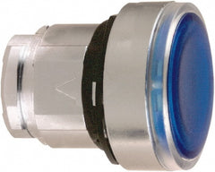 Schneider Electric - 22mm Mount Hole, Flush, Pushbutton Switch Only - Round, Blue Pushbutton, Illuminated, Maintained (MA) - Exact Tooling