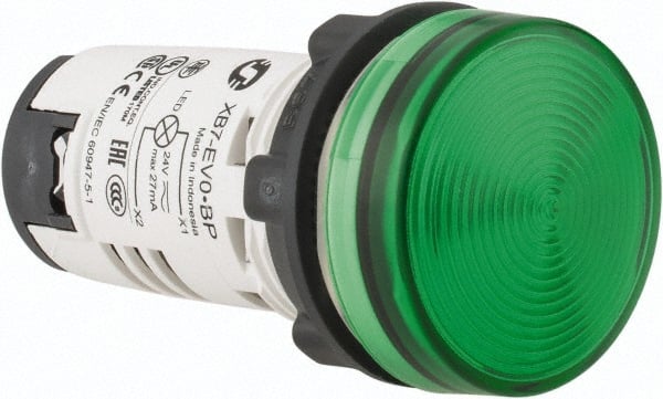 Schneider Electric - 24 V Green Lens LED Pilot Light - Round Lens, Screw Clamp Connector, 29mm Wide - Exact Tooling