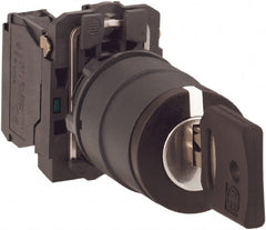 Schneider Electric - 22mm Mount Hole, 2 Position, Key Operated, Selector Switch with Contact Blocks - Maintained (MA), Shock, Vibration and Water Resistant - Exact Tooling