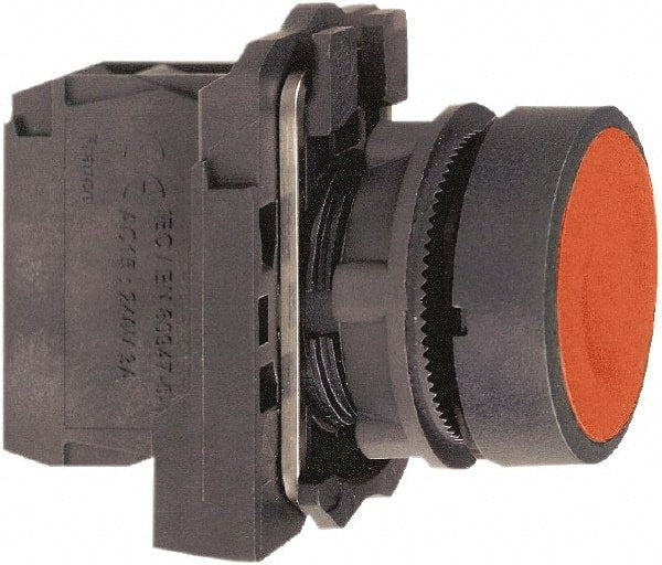 Schneider Electric - 22mm Mount Hole, Flush, Pushbutton Switch with Contact Block - Round, Red Pushbutton, Momentary (MO) - Exact Tooling