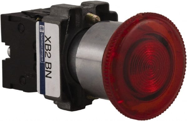 Schneider Electric - 22mm Mount Hole, Extended Mushroom Head, Pushbutton Switch Only - Round, Red Pushbutton, Maintained (MA), Momentary (MO), On-Off-On - Exact Tooling