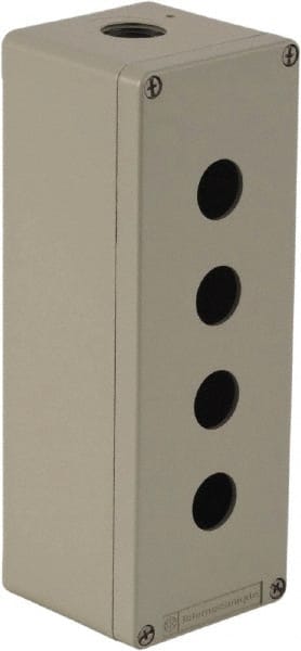 Schneider Electric - 4 Hole, 1.58 Inch Hole Diameter, Zinc Alloy Pushbutton Switch Enclosure - 8.66 Inch High x 3.15 Inch Wide x 3.03 Inch Deep, 4, 13 NEMA Rated - Exact Tooling