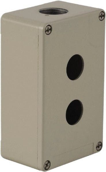 Schneider Electric - 2 Hole, 1.58 Inch Hole Diameter, Zinc Alloy Pushbutton Switch Enclosure - 5.12 Inch High x 3.15 Inch Wide x 2.03 Inch Deep, 4, 13 NEMA Rated - Exact Tooling
