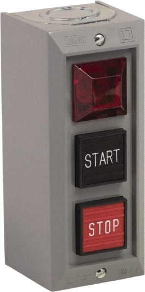 Schneider Electric - 3 Operator, Projecting Pushbutton Control Station - Start, Stop (Legend), Momentary Switch, NO/NC Contact, NEMA 1 - Exact Tooling