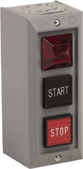 Schneider Electric - 3 Operator, Projecting Pushbutton Control Station - Start, Stop (Legend), Momentary Switch, NO/NC Contact, NEMA 1 - Exact Tooling