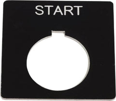 Schneider Electric - Square, Plastic Legend Plate - Start - Black Background, White Letters, 1.2 Inch Hole Diameter, 2-1/4 Inch Square - Exact Tooling
