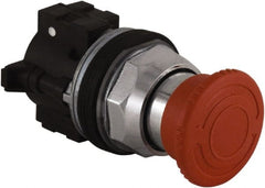 Schneider Electric - Extended Mushroom Head Pushbutton Switch Emergency Stop - Red, Round Button - Exact Tooling