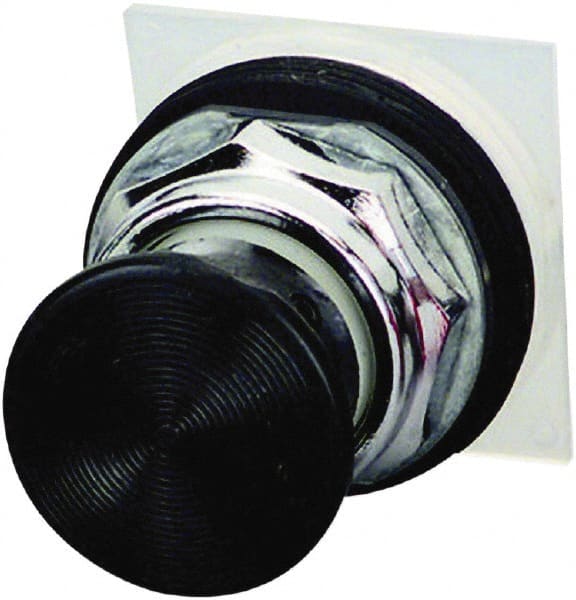 Schneider Electric - 30mm Mount Hole, Extended Straight, Pushbutton Switch Only - Round, Black Pushbutton, Momentary (MO), Weatherproof, Dust and Oil Resistant - Exact Tooling