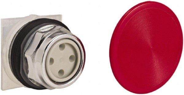 Schneider Electric - 30mm Mount Hole, Extended Straight, Pushbutton Switch Only - Round, Red Pushbutton, Momentary (MO), Weatherproof, Dust and Oil Resistant - Exact Tooling