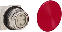 Schneider Electric - 30mm Mount Hole, Extended Straight, Pushbutton Switch Only - Round, Red Pushbutton, Momentary (MO), Weatherproof, Dust and Oil Resistant - Exact Tooling