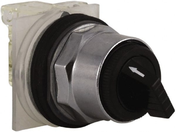 Schneider Electric - 30mm Mount Hole, 2 Position, Knob and Pushbutton Operated, Selector Switch - Black, Maintained (MA), NO/NC, Weatherproof and Dust and Oil Resistant - Exact Tooling
