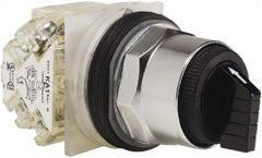 Schneider Electric - 1.18 Inch Mount Hole, 3 Position, Knob and Pushbutton Operated, Selector Switch - Black, Maintained (MA), 2NO/2NC, Weatherproof and Dust and Oil Resistant - Exact Tooling