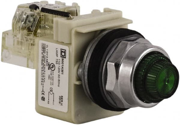 Schneider Electric - 120 VAC Green Lens Indicating Light - Screw Clamp Connector - Exact Tooling