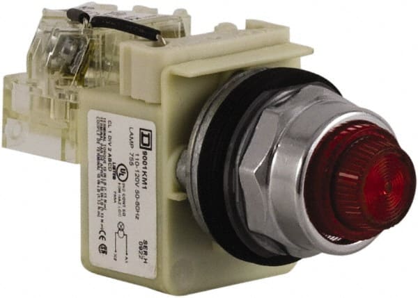 Schneider Electric - Red Lens Press-to-Test Indicating Light - Screw Clamp Connector - Exact Tooling