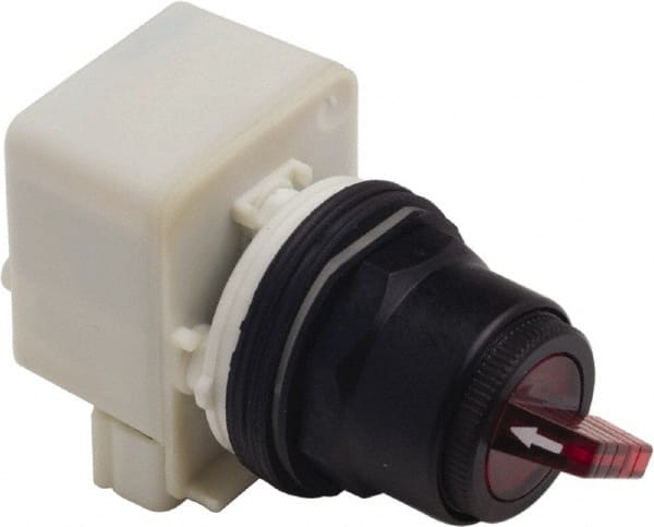 Schneider Electric - 30mm Mount Hole, 2 Position, Knob and Pushbutton Operated, Selector Switch Only - Red, Maintained (MA), without Contact Blocks, Anticorrosive, Weatherproof, Dust and Oil Resistant - Exact Tooling
