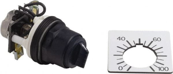 Square D - 1,000 Ohm, 30mm, 300 VAC Potentiometer - 2 Watts, Nonilluminated, Knob Operated, NEMA 4, 13 - Exact Tooling