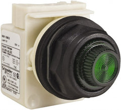 Schneider Electric - 24 V, 28 V Green Lens Indicating Light - Round Lens, Screw Clamp Connector, Corrosion Resistant, Dust Resistant, Oil Resistant - Exact Tooling