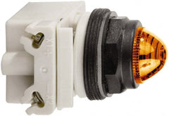 Schneider Electric - 120 VAC White Lens Incandescent Pilot Light - Round Lens, Screw Clamp Connector, 54mm OAL x 42mm Wide, Vibration Resistant - Exact Tooling