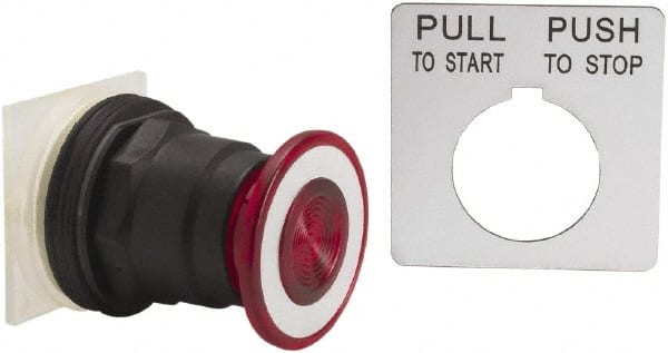 Schneider Electric - 30mm Mount Hole, Extended Straight, Pushbutton Switch Only - Red Pushbutton, Maintained (MA), Momentary (MO) - Exact Tooling