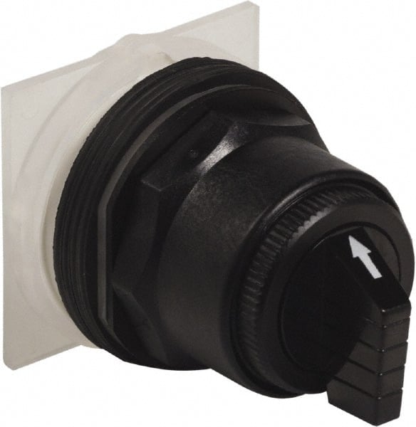 Schneider Electric - 30mm Mount Hole, 3 Position, Knob and Pushbutton Operated, Selector Switch Only - Black, Momentary (MO), without Contact Blocks, Anticorrosive, Weatherproof, Dust and Oil Resistant - Exact Tooling