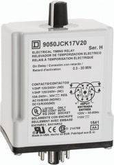 Square D - 0.3 to 30 min Delay, DPDT Time Delay Relay - 10 Contact Amp, 110 VDC & 120 VAC - Exact Tooling
