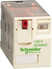 Schneider Electric - 1,500 VA Power Rating, Electromechanical Plug-in General Purpose Relay - 3 Amp at 250 VAC & 28 VDC, 6 at 250/277 VAC & 28 VDC, 8 Amp at 30 VDC, 4CO, 120 VAC at 50/60 Hz - Exact Tooling
