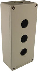 Schneider Electric - 3 Hole, 1.58 Inch Hole Diameter, Zinc Alloy Pushbutton Switch Enclosure - 6.9 Inch High x 3.15 Inch Wide x 2.03 Inch Deep, 4, 13 NEMA Rated - Exact Tooling
