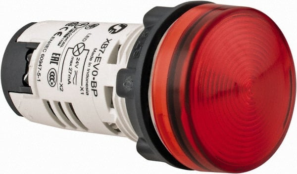 Schneider Electric - 24 V Red Lens LED Pilot Light - Round Lens, Screw Clamp Connector, 29mm Wide - Exact Tooling