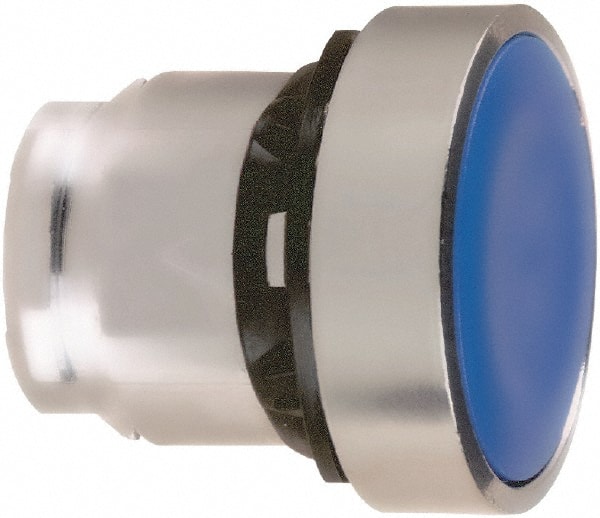 Schneider Electric - 22mm Mount Hole, Flush, Pushbutton Switch Only - Round, Blue Pushbutton, Maintained (MA) - Exact Tooling