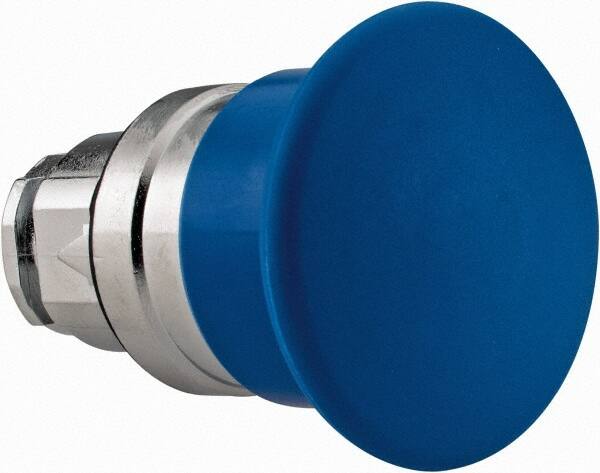 Schneider Electric - 22mm Mount Hole, Extended Mushroom Head, Pushbutton Switch Only - Round, Blue Pushbutton, Nonilluminated, Momentary (MO) - Exact Tooling