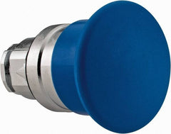 Schneider Electric - 22mm Mount Hole, Extended Mushroom Head, Pushbutton Switch Only - Round, Blue Pushbutton, Nonilluminated, Momentary (MO) - Exact Tooling