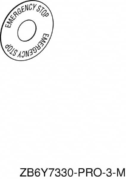 Schneider Electric - Round, Legend Plate - Emergency Stop - Yellow Background, Black Letters, 45mm Overall Diameter - Exact Tooling