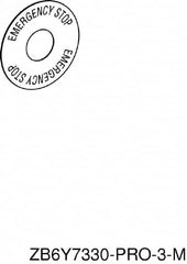 Schneider Electric - Round, Legend Plate - Emergency Stop - Yellow Background, Black Letters, 45mm Overall Diameter - Exact Tooling