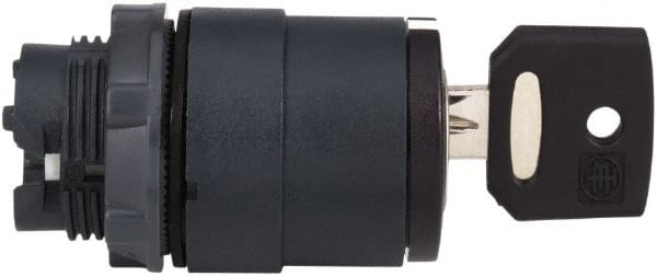 Schneider Electric - 22mm Mount Hole, 3 Position, Key Operated, Selector Switch Only - Black, Maintained (MA), Shock, Vibration and Water Resistant - Exact Tooling