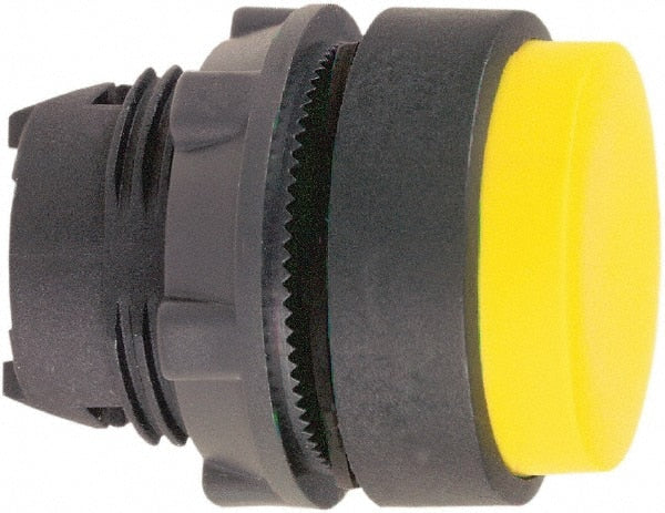 Schneider Electric - 22mm Mount Hole, Extended Straight, Pushbutton Switch Only - Round, Yellow Pushbutton, Nonilluminated, Maintained (MA) - Exact Tooling