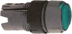 Schneider Electric - 16mm Mount Hole, Flush, Pushbutton Switch Only - Round, Green Pushbutton, Illuminated, Maintained (MA), Vibration Resistant - Exact Tooling