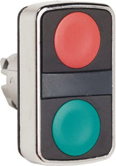 Schneider Electric - 22mm Mount Hole, Flush, Pushbutton Switch Only - Rectangle, Green and Red Pushbutton, Nonilluminated, Momentary (MO), On-Off, Shock and Vibration Resistant - Exact Tooling