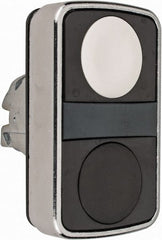 Schneider Electric - 22mm Mount Hole, Flush, Pushbutton Switch Only - Rectangle, White and Black Pushbutton, Nonilluminated, Momentary (MO), On-Off, Shock and Vibration Resistant - Exact Tooling