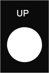 Schneider Electric - Rectangular, PVC Legend Plate - Up - Black Background, White Letters, 22mm Hole Diameter, 30mm Wide x 40mm High - Exact Tooling