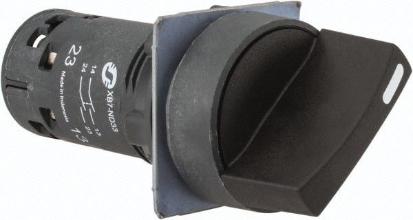 Schneider Electric - 22mm Mount Hole, 3 Position, Knob Operated, Selector Switch Only - Black, Maintained (MA), Nonilluminated, 2NO, Shock and Vibration Resistant - Exact Tooling