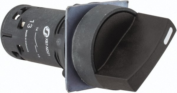 Schneider Electric - 22mm Mount Hole, 2 Position, Knob Operated, Selector Switch Only - Black, Maintained (MA), Nonilluminated, Shock and Vibration Resistant - Exact Tooling