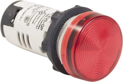 Schneider Electric - 120 VAC Red Lens LED Pilot Light - Round Lens, Screw Clamp Connector, 29mm Wide, Shock Resistant, Vibration Resistant - Exact Tooling