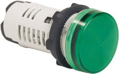 Schneider Electric - 120 VAC Green Lens LED Pilot Light - Round Lens, Screw Clamp Connector, 29mm Wide, Shock Resistant, Vibration Resistant - Exact Tooling