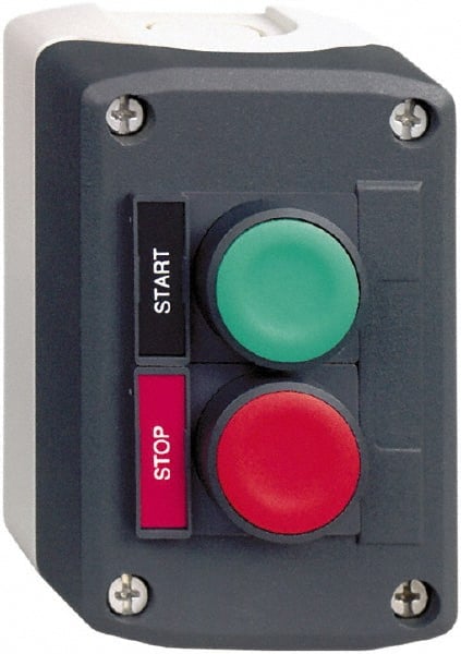 Schneider Electric - 2 Operator, Flush Pushbutton Control Station - Start-Stop (Legend), Momentary Switch, NO/NC Contact, NEMA 13, 4X - Exact Tooling