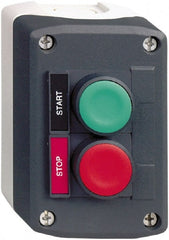 Schneider Electric - 2 Operator, Flush Pushbutton Control Station - Start-Stop (Legend), Momentary Switch, NO/NC Contact, NEMA 13, 4X - Exact Tooling