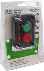 Schneider Electric - 2 Operator, Flush Pushbutton Control Station - Marche-Arret (Legend), Momentary Switch, NO/NC Contact, NEMA 1, 12, 13, 3, 3R, 4 - Exact Tooling