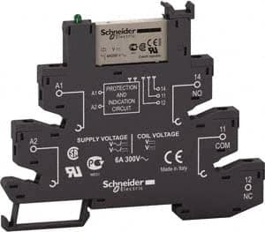 Schneider Electric - 1,500 VA Power Rating, Electromechanical Screw General Purpose Relay - 6 Amp at 24 V, SPDT, 24 VAC/VDC, 6.2mm Wide x 78.7mm High x 96mm Deep - Exact Tooling