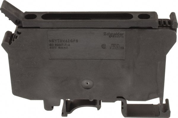 Schneider Electric - 1 Pole, 500 Volt, 10 Amp, -40 to 266°F, DIN Rail Mount, Polyamide Fused Terminal Block - 3 Contacts, 26 to 8 AWG Compatibility, 60-1/2mm High - Exact Tooling