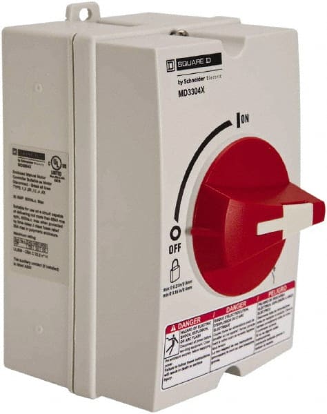 Schneider Electric - 3 Phase, 220 to 600VAC, 3 Pole, 4X, Enclosed Cam & Disconnect Switch - 3 Wires - Exact Tooling