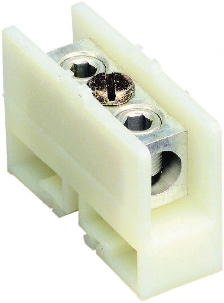 Square D - 600 VAC, 255 Amp, -40 to 275°F, DIN Rail Mount, Nylon Standard Terminal Block - 1 Contact, Tin Plated Aluminum, 6 AWG Compatibility Size, 2.32 Inch High x 3.23 Inch Deep - Exact Tooling